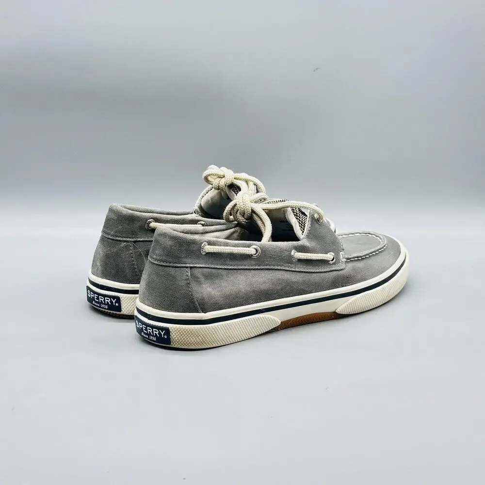 Sperry Shoes Mens 9.5 Gray Canvas Top Sider Boat Deck Moc Toe Casual Comfort